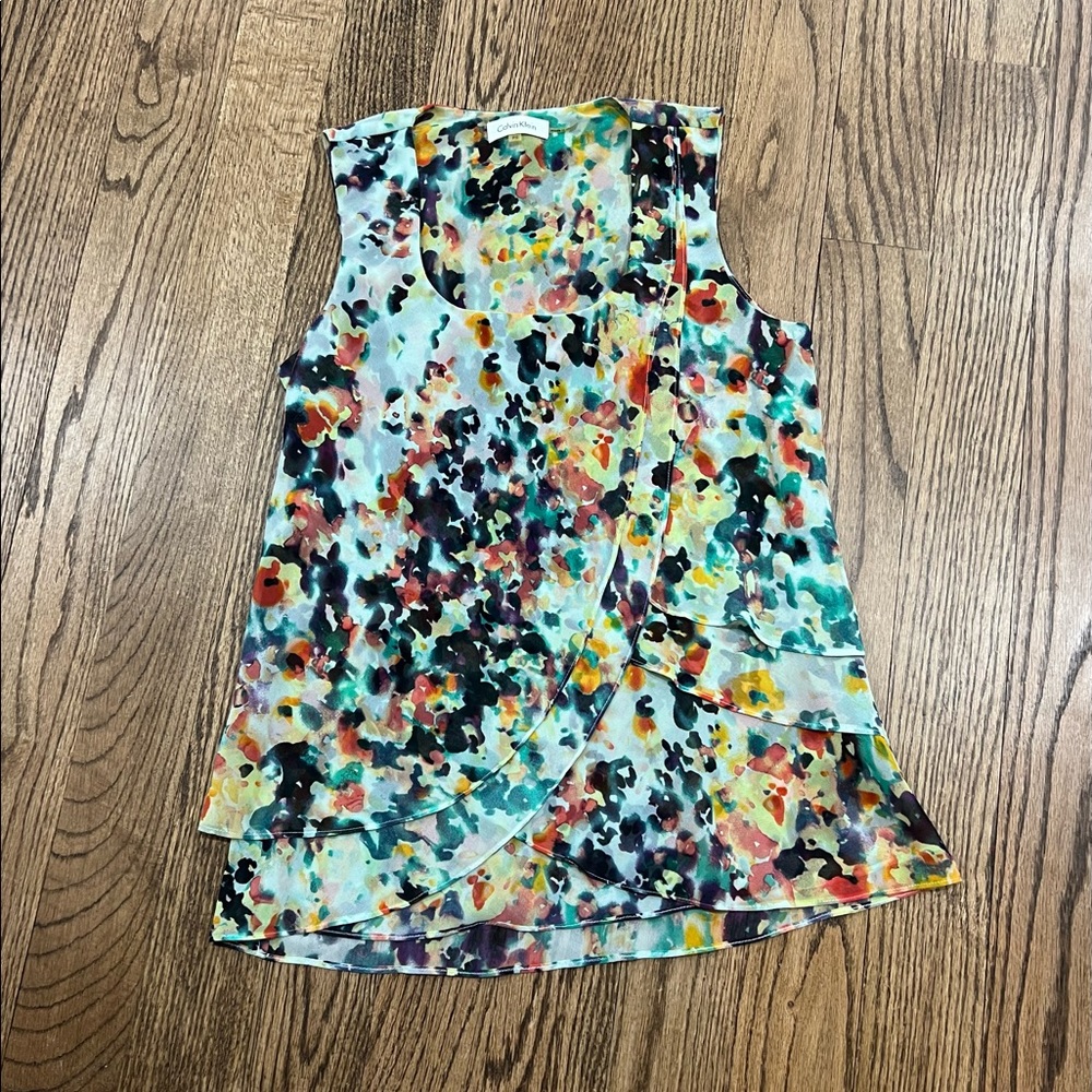 Calvin Klein Multicolor Abstract Sleeveless Blouse